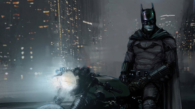 Batman motorcycle city night armor free wallpaper for desktop - medium preview image