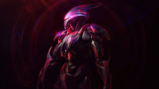 Futuristic man red suit armor free wallpaper for desktop - medium preview image