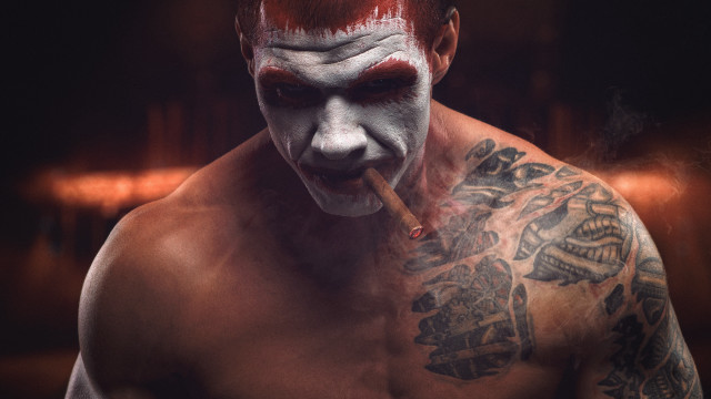 Whiteface redhair smoking tattoo cinematic free wallpaper for desktop - medium preview image