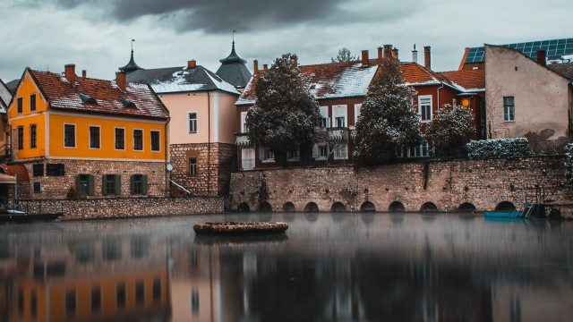 Danube boat cityscape bridge castle free wallpaper for desktop - medium preview image