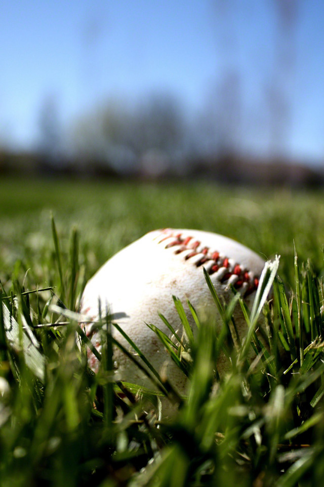 Baseball grass blue sky clouds free wallpaper for mobile - medium preview image