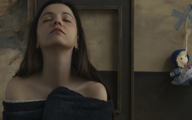 Sleeping woman teddy bear cross free wallpaper for desktop - medium preview image