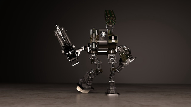 Robot table gun black background free wallpaper for desktop - medium preview image