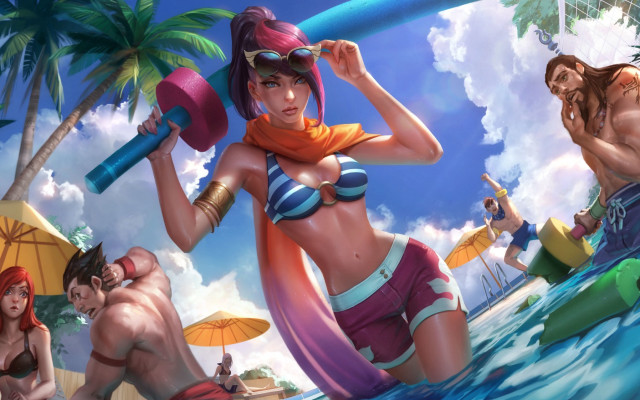Katarina beach surfboard male female free wallpaper for desktop - medium preview image