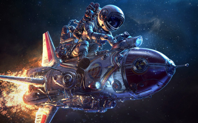 Space man ship outer space free wallpaper for desktop - medium preview image