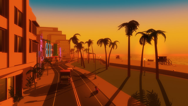 City street palm trees sunset #2 free wallpaper for desktop - medium preview image