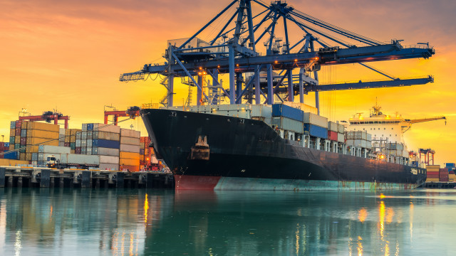 Large ship dock sunset crane free wallpaper for desktop - medium preview image