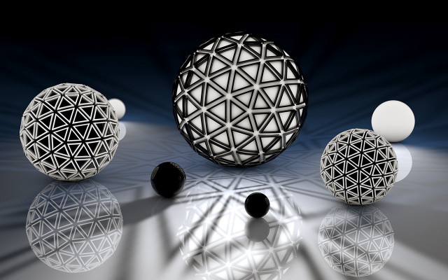 Balls reflective surface abstract illusionism free wallpaper for desktop - medium preview image