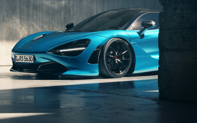 Blue sports car garage cement free wallpaper for desktop - medium preview image