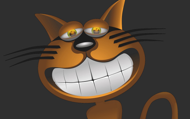 Cartoon cat big smile yellow free wallpaper for desktop - medium preview image