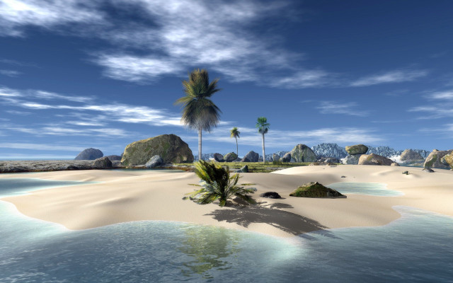 Tropical island palm trees rocks #9 free wallpaper for desktop - medium preview image