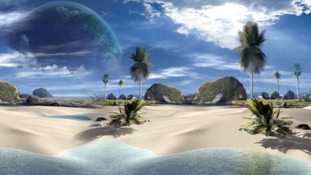 Tropical island palm trees planet free wallpaper for desktop - medium preview image