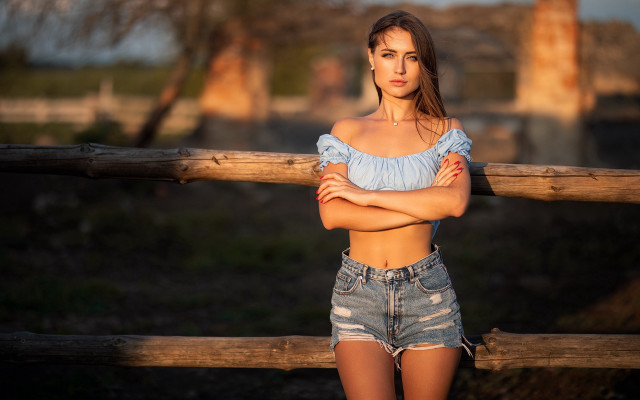 Elina karimova fence portrait aestheticism free wallpaper for desktop - medium preview image