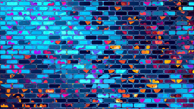 Blue brick hearts sky mosaic free wallpaper for desktop - medium preview image