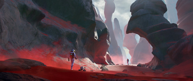 Desert man red sky rock free wallpaper for desktop - medium preview image