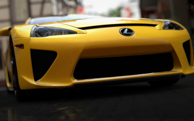 Yellow sports car street building #3 free wallpaper for desktop - medium preview image