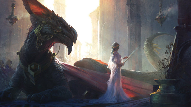 Woman dragon city white dress free wallpaper for desktop - medium preview image