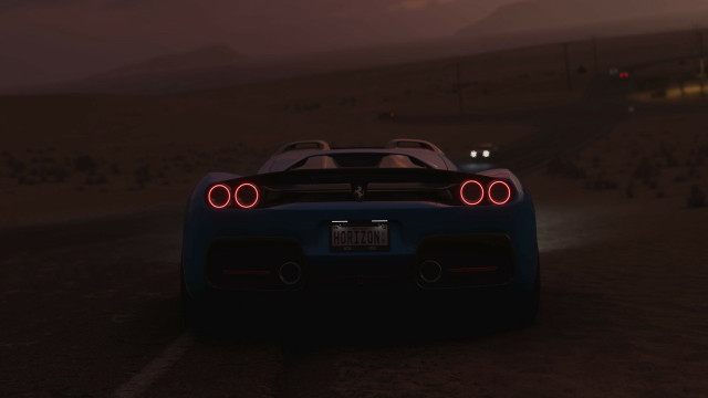 Blue sports car night road free wallpaper for desktop - medium preview image