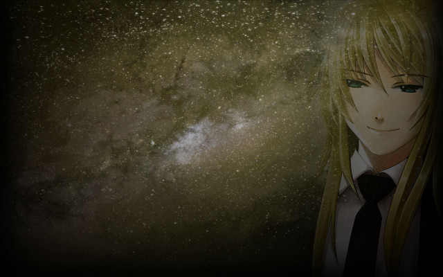 Galaxy girl blonde hair tie free wallpaper for desktop - medium preview image