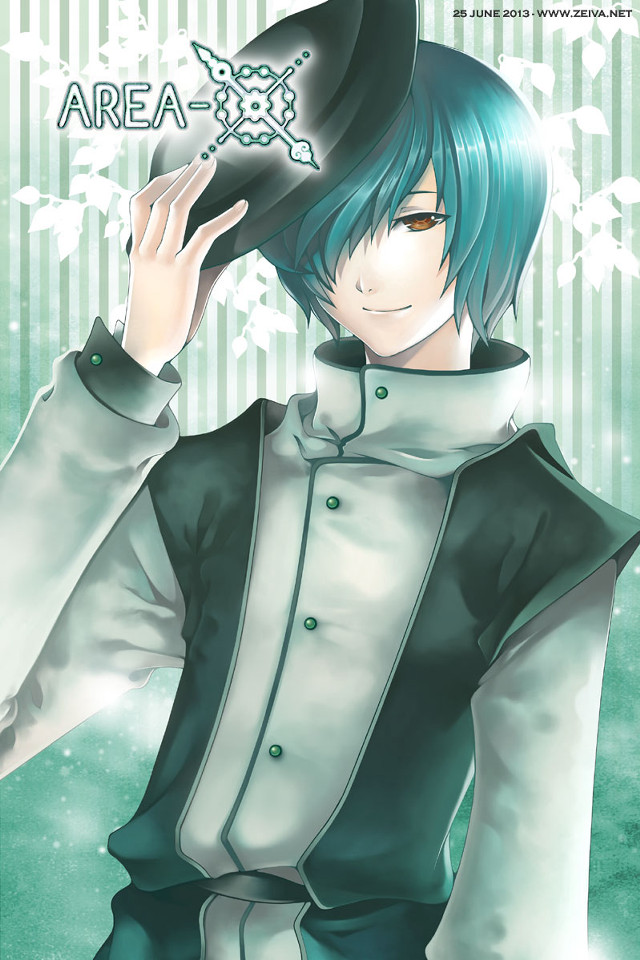 Blue hair hat black white free wallpaper for mobile - medium preview image