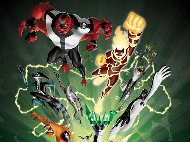 Cartoon characters green background lightning free wallpaper for desktop - medium preview image