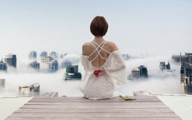 Woman dock city flower pearl free wallpaper for desktop - medium preview image