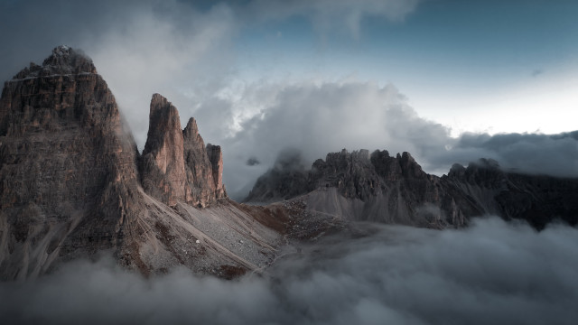 Mountain range clouds horizon snow free wallpaper for desktop - medium preview image