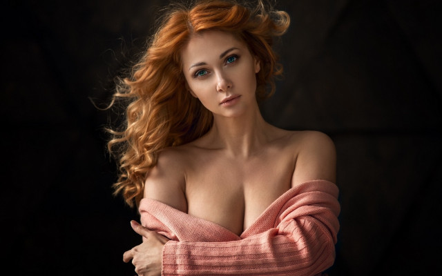 Redhair pinkshirt crossedarms elina karimova free wallpaper for desktop - medium preview image