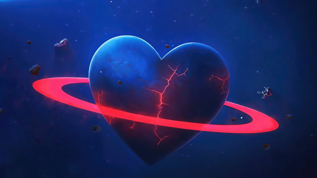 Heart red ring blue space free wallpaper for desktop - medium preview image