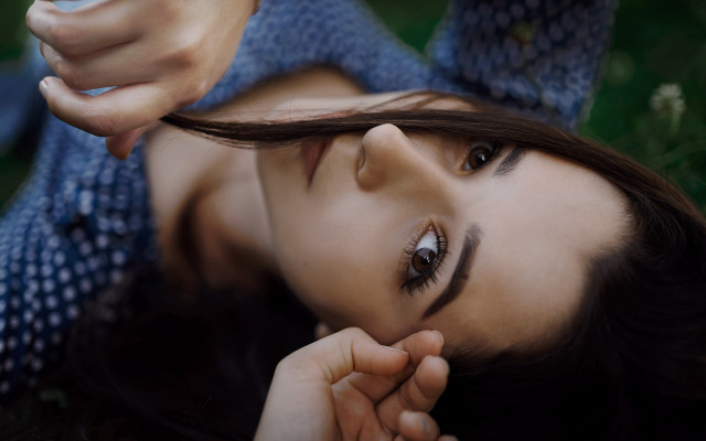 Woman laying on ground cigarette free wallpaper for desktop - medium preview image