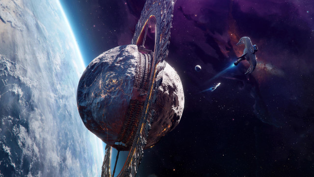 Space station galaxy spaceship planet free wallpaper for desktop - medium preview image