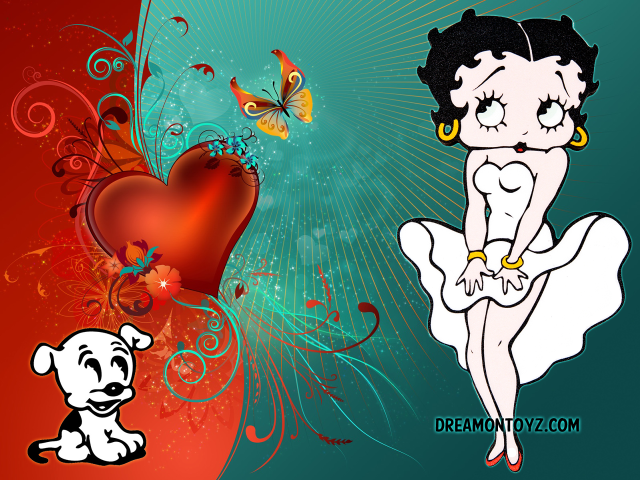 Woman dress dog heart blue free wallpaper for desktop - medium preview image