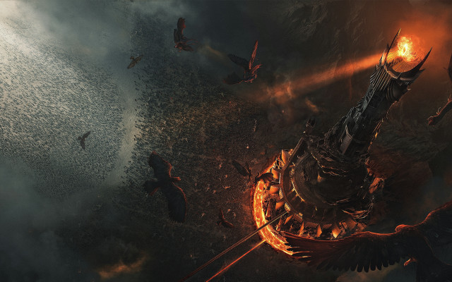 Large tower fire birds embers free wallpaper for desktop - medium preview image