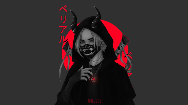 Demonic demon hoodie horns knife free wallpaper for desktop - medium preview image