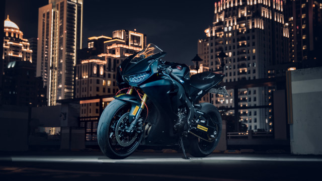 Motorcycle city night tokyo lights free wallpaper for desktop - medium preview image