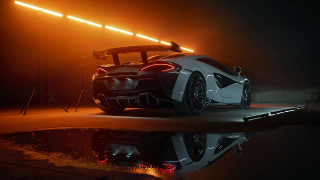 White sports car dark room #20 free wallpaper for desktop - medium preview image