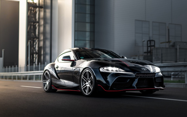 Black sports car street building #2 free wallpaper for desktop - medium preview image