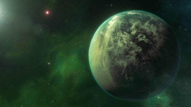 Green planet bright star aurora free wallpaper for desktop - medium preview image