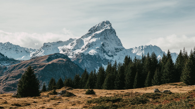 Mountain range trees clouds blue #5 free wallpaper for desktop - medium preview image