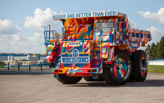 Colorful truck tire sign popart free wallpaper for desktop - medium preview image