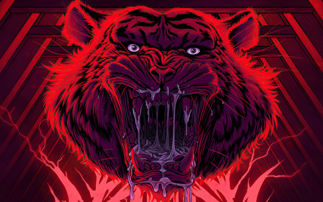 Black red tiger psychedelic poster free wallpaper for desktop - medium preview image