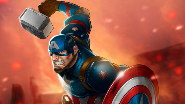 Captain america hammer ice red free wallpaper for desktop - medium preview image
