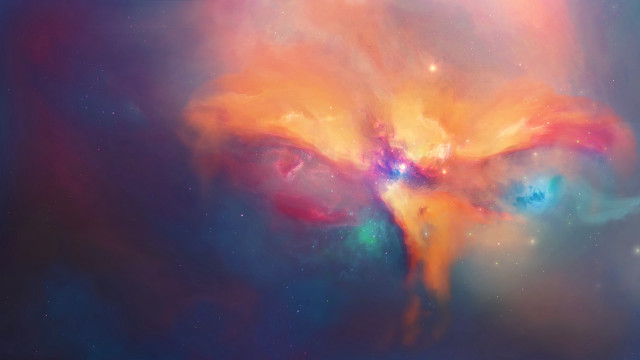 Space bird colorful nebula fireworks free wallpaper for desktop - medium preview image