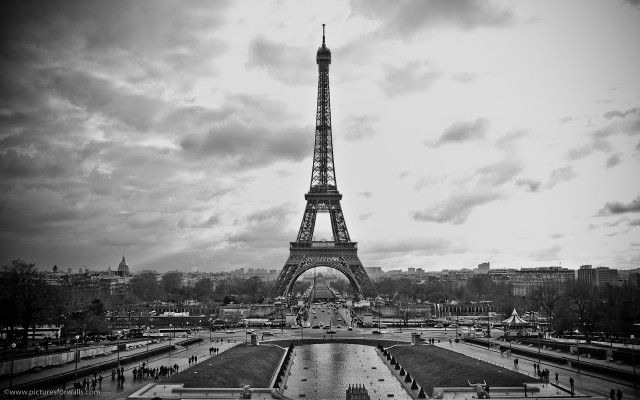 Eiffel tower black white photo free wallpaper for desktop - medium preview image