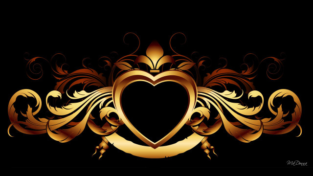 Gold heart scroll image free wallpaper for desktop - medium preview image