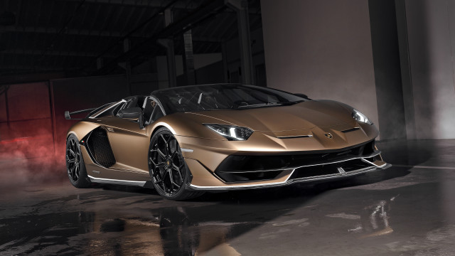 Gold sports car garage smoke free wallpaper for desktop - medium preview image