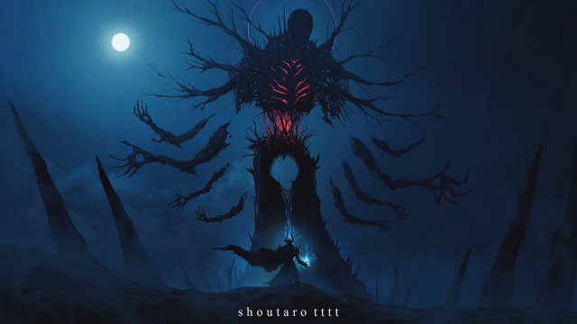 Creepy giant tree demon fullmoon free wallpaper for desktop - medium preview image