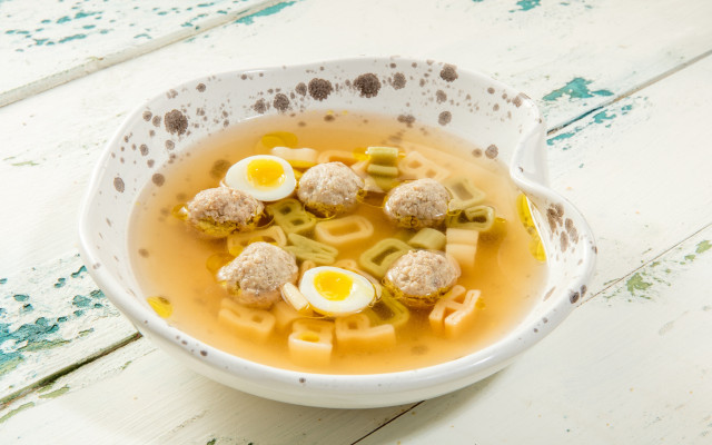 Soup meatballs noodles table spoon free wallpaper for desktop - medium preview image