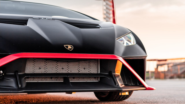Black red sports car street free wallpaper for desktop - medium preview image