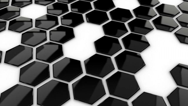 Black white hexagonal honeycomb pattern free wallpaper for desktop - medium preview image